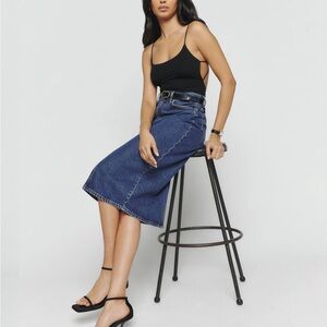 Reformation Jayde Midi Denim Skirt - Brand New
